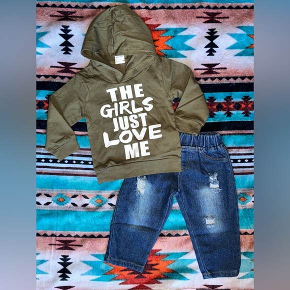 NWT 3/6m Boys Hooded Denim Set - Picture 4 of 4